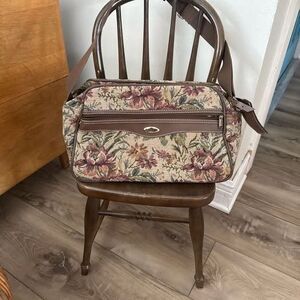 Vintage Jaguar Floral Tapestry Travel Shoulder Bag Carry-On